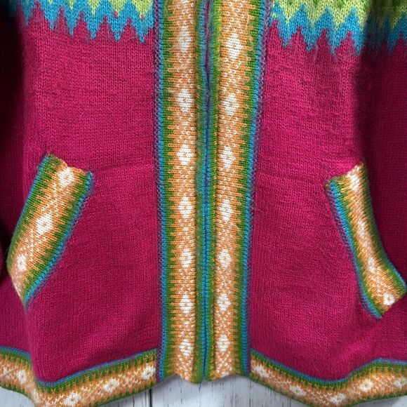 Alpaca Fina 100% Alpaca Handmade Peru Hooded Zip Sweater Cardigan Cozy Winter - Picture 8 of 15